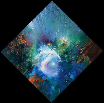 Vjekoslav Nemesh, HO'OPONOPONO, diamond shape, oil on canvas, 50 X 50 cm