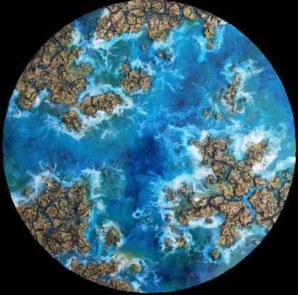 Jennifer Cruden, OUR WORLD, resin on board, diameter 43 cm, $595
