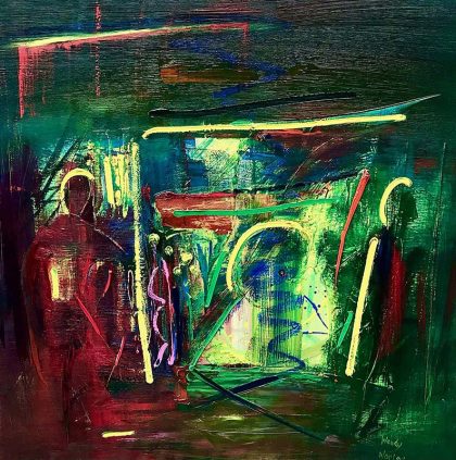 Wendy Worley, BEADY EYE, oil on canvas, 76 X 76 cm, $1250